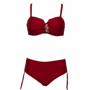 Solid Diamond High Waist Bikini