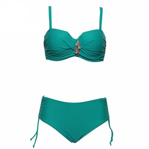 Solid Diamond High Waist Bikini