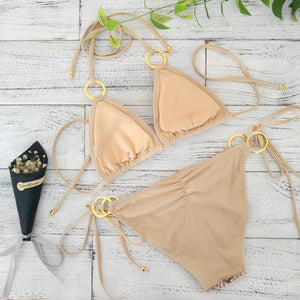 Golden Swimsuit With Push up Bra